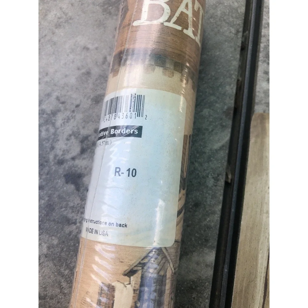York Antique Bathroom Soap Powder Room Bathhouse Primitive Wallpaper Border 2